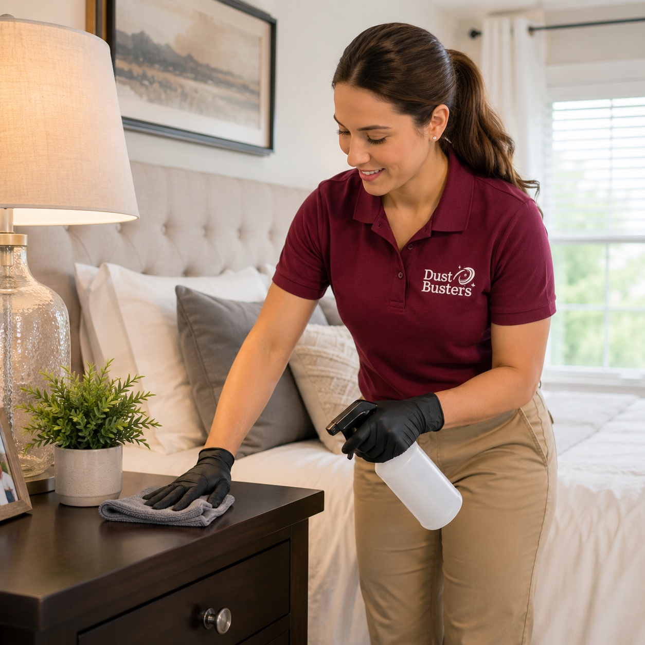 Professional female cleaner performing deep cleaning services in a New Jersey home