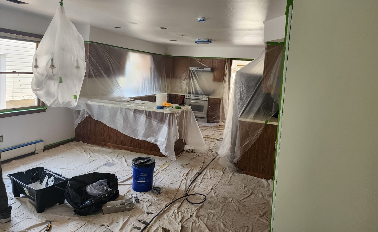 Kitchen under renovation before professional post construction deep cleaning in New Jersey