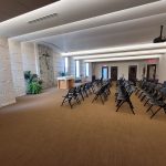 Professionally cleaned church seating area with rows of chairs