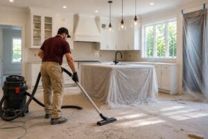 Professional post construction cleaning service in Westfield NJ removing construction dust after renovation
