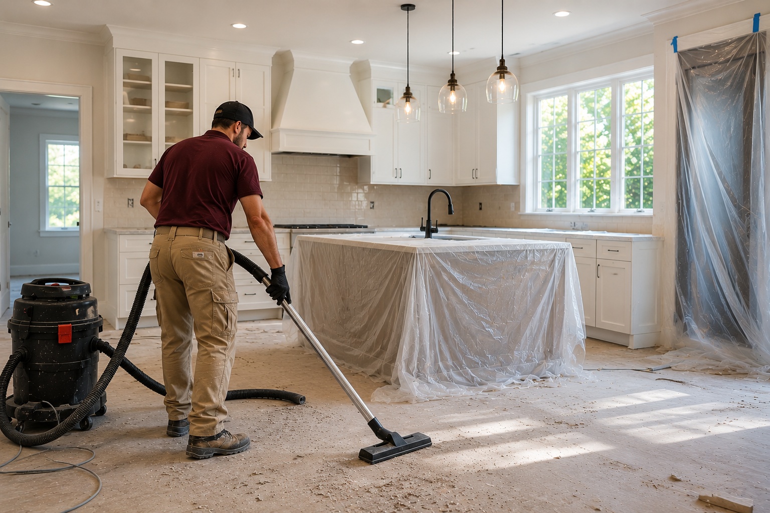 Professional post construction cleaning service in Westfield NJ removing construction dust after renovation